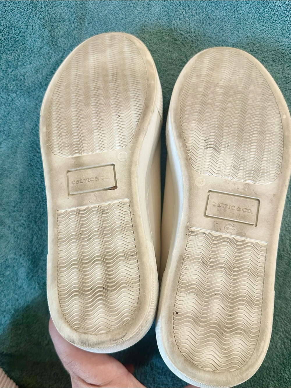 Celtic & Co. 100% Leather Platform Sneakers Cream Blue Heel EU 41 - Picture 5 of 8